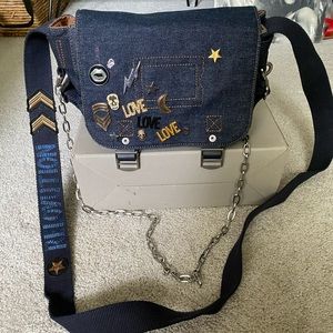 Zadig Voltaire Denim Crossbody with Pin detail
